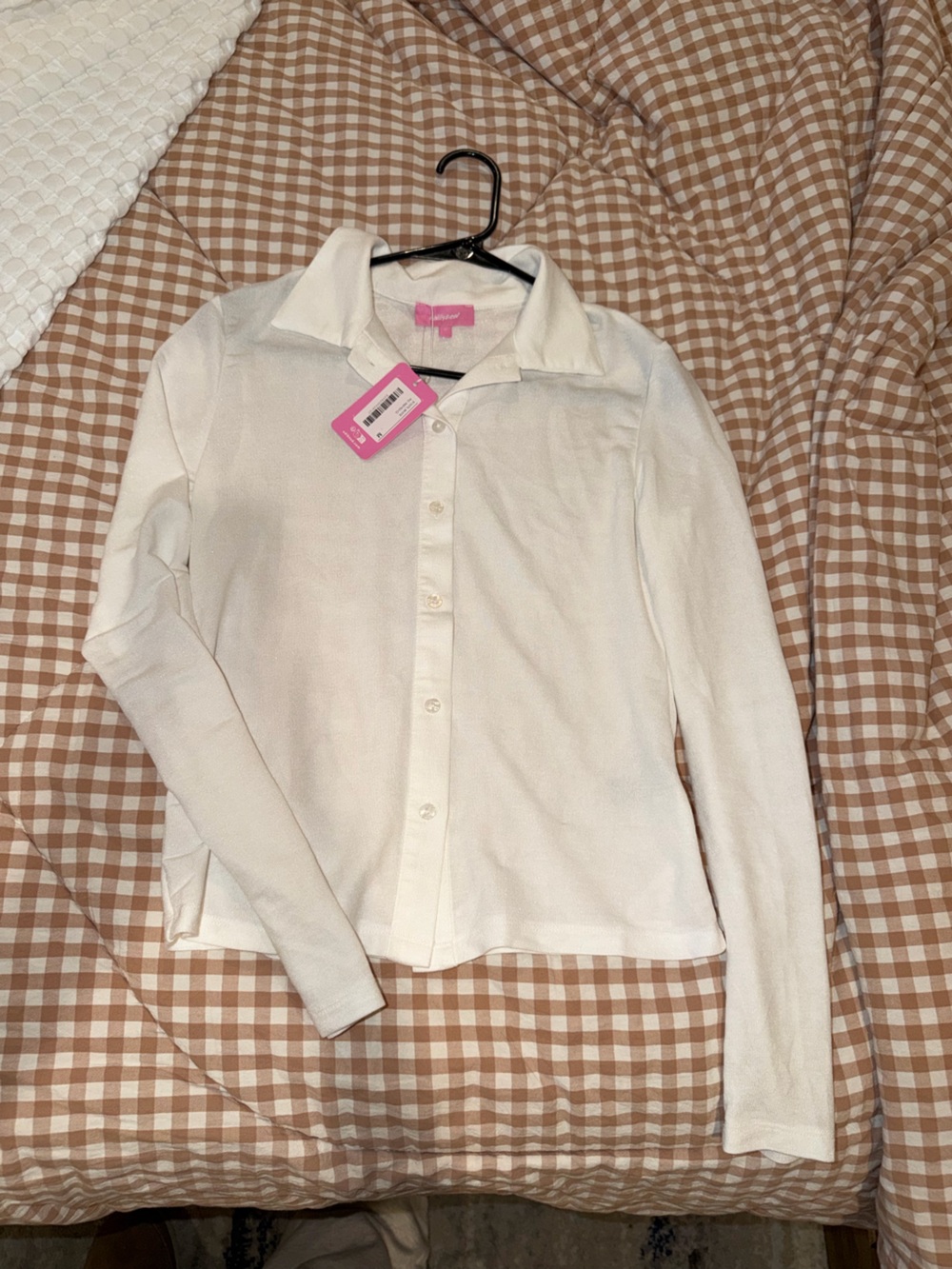 Edikted White Button-Down Long Sleeve Shirt
